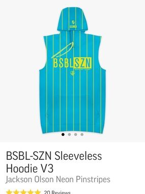 BSBL-SZN Sleeveless Hoodie V3 - Jackson Olson Neon Pinstripes (Turquoise/Yellow)